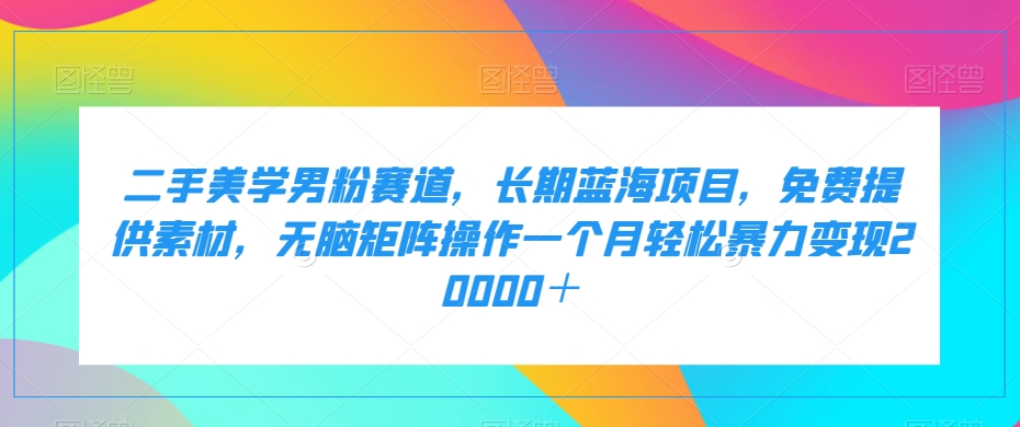 二手美学男粉赛道，长期蓝海项目，无脑矩阵操作一个月轻松暴力变现20000＋-淘米项目网