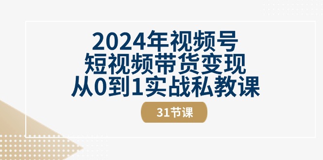 2024年视频号短视频带货变现从0到1实战私教课（31节视频课）-淘米副业