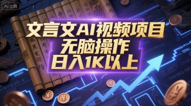 文言文AI视频项目，无脑操作，日入1K以上-淘米副业