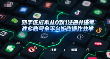 新手低成本从0到1注册并搭建多账号全平台矩阵操作教学，手机号-邮箱-IP-工具-淘米副业