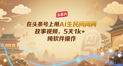 在頭條號(hào)上用AI生民間故事視頻，5天1k+，純軟件操作-淘米副業(yè)