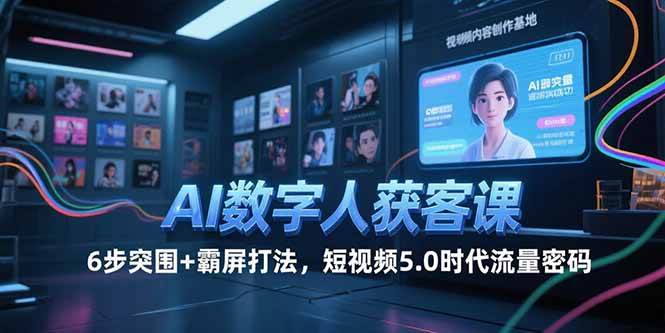 AI数字人获客课，6步突围+霸屏打法，短视频5.0时代流量密码-淘米副业