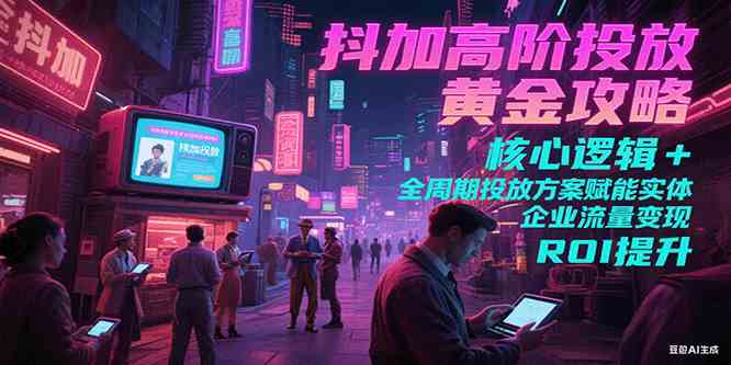 抖加高阶投放黄金攻略：核心逻辑全周期投放方案赋能实体企业流量变现 ROI 提升-淘米副业
