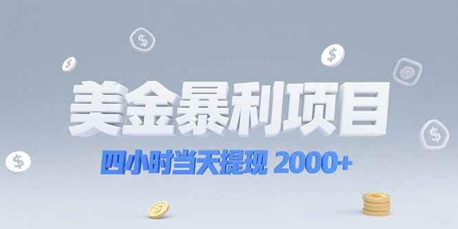 美金暴利项目，四小时当天提现 2000+机会留给会选赛道的人-淘米副业