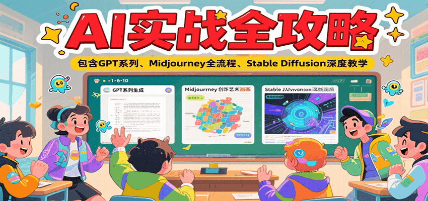 AI实战全攻略，包含GPT系列、Midjourney全流程、Stable Diffusion深度教学-淘米副业
