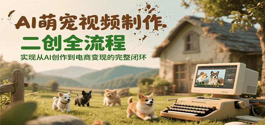 AI萌宠视频制作二创全流程，实现从AI创作到电商变现的完整闭环-淘米副业