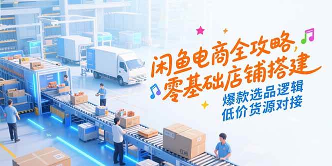 闲鱼电商全攻略，零基础店铺搭建，爆款选品逻辑，低价货源对接-淘米副业