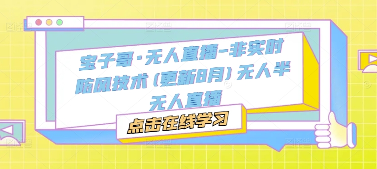 宝子哥·无人直播-非实时防风技术(更新25年7月)无人半无人直播-淘米副业