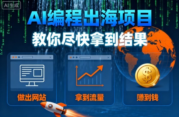 AI编程出海项目，教你尽快拿到结果-做出网站、拿到流量、賺到钱-淘米副业