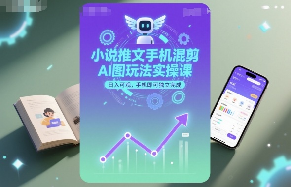 小说推文手机混剪AI图玩法实操课，日入可观，手机即可独立完成-淘米副业