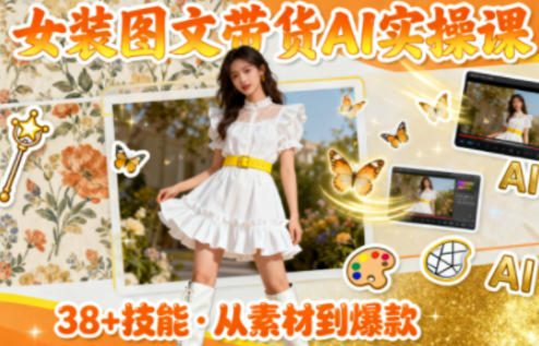 女装图文带货的AI实操课，覆盖38个实用技能，快速提升素材制作效率-淘米副业