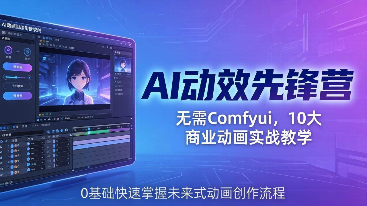 AI 动效先锋营：无需Comfyui，10大商业动画实战教学，0基础快速掌握未来式动画创作流程-淘米副业
