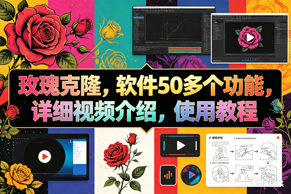 玫瑰克隆工具，ai智能体软件，自媒体神器，一键爆款，60多个功能详细教程-淘米副业