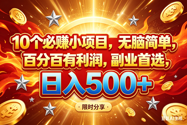 10个必赚小项目，百分百赚米，无脑简单，副业首选，日入499+-淘米副业