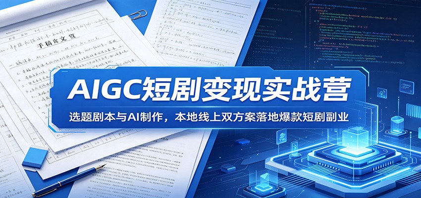 AIGC短剧变现实战营：选题剧本与AI制作，本地线上双方案落地爆款短剧副业-淘米副业