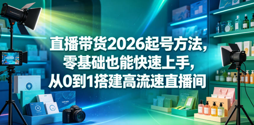 直播带货2026起号方法，零基础也能快速上手，从0到1搭建高流速直播间-淘米副业
