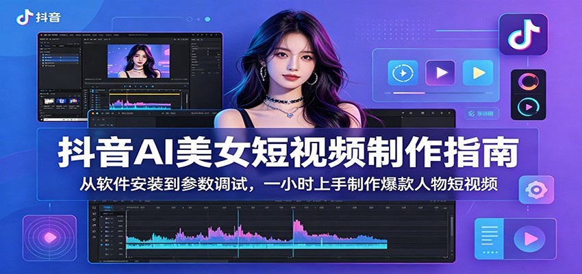 抖音AI美女短视频制作指南：从软件安装到参数调试，一小时上手制作爆款人物短视频-淘米副业