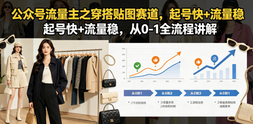 公众号流量主之穿搭贴图赛道，起号快+流量稳，从0-1全流程讲解-淘米副业