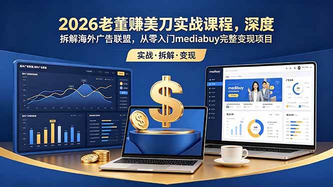 2026老董赚美刀实战课程，深度拆解海外广告联盟，从零入门mediabuy完整变现项目-淘米副业