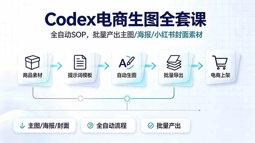 Codex电商生图全套课｜全自动SOP，批量产出主图/海报/小红书封面素材-淘米副业