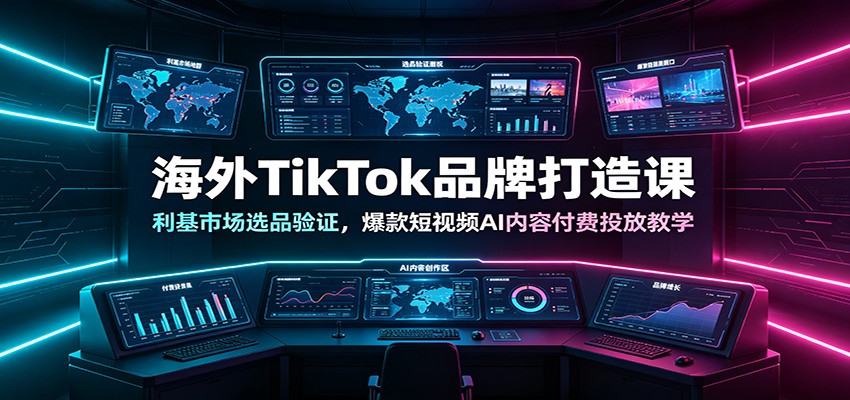 海外TikTok品牌打造课：利基市场选品验证，爆款短视频AI内容付费投放教学-淘米副业