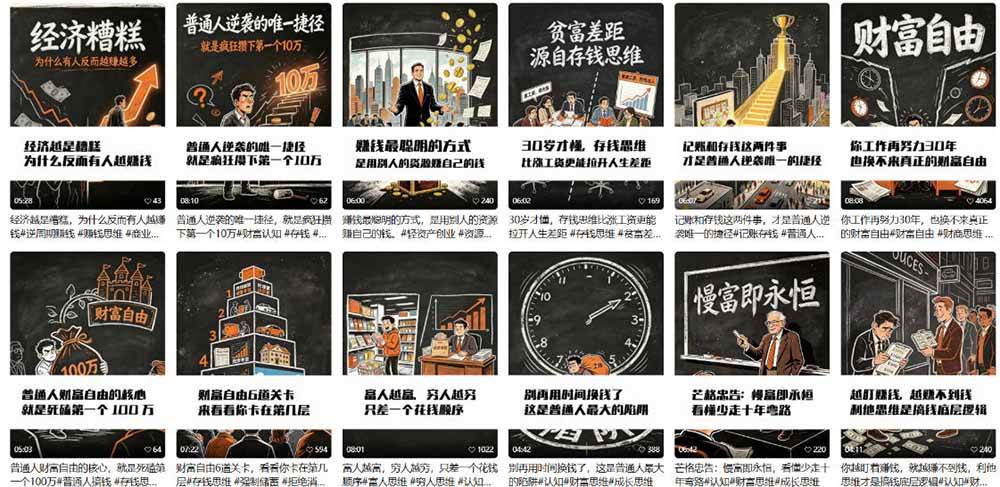 AI书单财富书籍图文解读:手绘黑白风格×一键直出×几十条视频跑1000单×全流程拆解×新手可上手 AI书单财富书籍图文解读:手绘黑白风格×一键直出×几十条视频跑1000单×全流程拆解×新手可上手