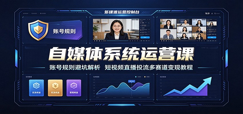 自媒体系统运营课：账号规则避坑解析，短视频直播投流多赛道变现教程-淘米副业