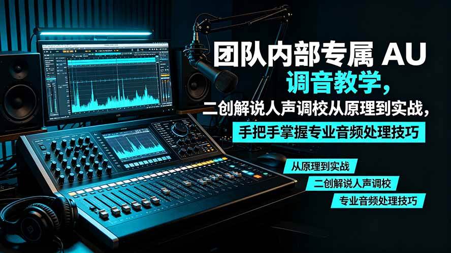 某大佬团队内部专属 AU 调音教学，二创解说人声调校从原理到实战，手把手掌握专业音频处理技巧-淘米副业