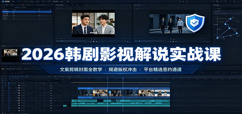 2026韩剧影视解说实战课：文案剪辑封面全教学，规避版权冲击平台精选签约通道-淘米副业