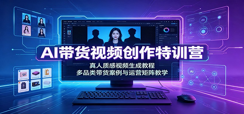 AI带货视频创作特训营：真人质感视频生成教程，多品类带货案例与运营矩阵教学-淘米副业