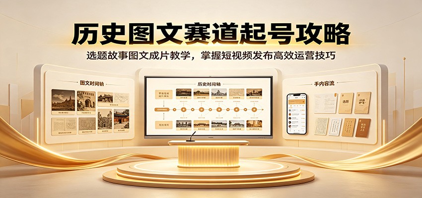 历史图文赛道起号攻略：选题故事图文成片教学，掌握短视频发布高效运营技巧-淘米副业