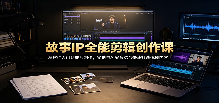 故事IP全能剪辑创作课：从软件入门到成片制作，实拍与AI配音结合快速打造优质内容-淘米副业