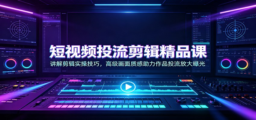 短视频投流剪辑精品课：讲解剪辑实操技巧，高级画面质感助力作品投流放大曝光-淘米副业