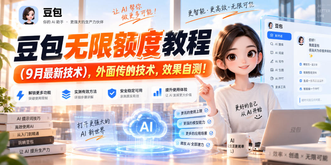豆包无限额度教程（9月最新技术），外面传的技术，效果自测！-淘米副业
